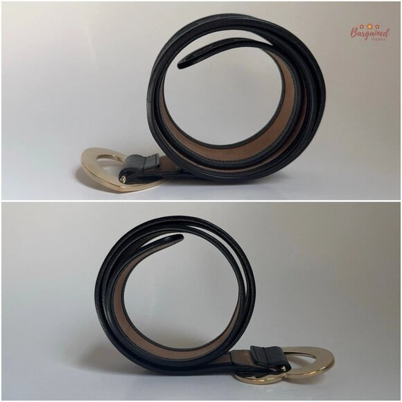 Authentic Gucci Black Monogram Canvas Leather Gold Heart Buckle Belt Size 75/30 - Picture 9 of 13